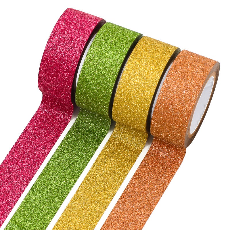 Whaline 4 Rolls Fall Washi Tape Masking Tape Set Metallic Glitter Decorative Wrapping Paper Tapes for Autumn Thanksgiving Scrapbook Journal DIY Art Crafts - Image 1